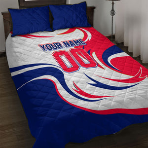 Personalized Haiti Football Champions Quilt Bed Set Roaring Lion Soccer Mascot With Haiti Trophy Flag