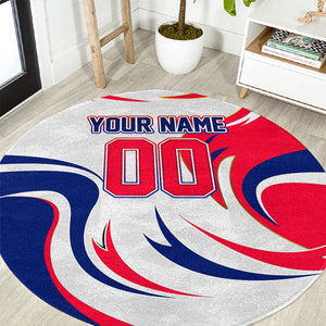 Personalized Haiti Football Champions Round Carpet Roaring Lion Soccer Mascot With Haiti Trophy Flag