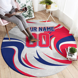 Personalized Haiti Football Champions Round Carpet Roaring Lion Soccer Mascot With Haiti Trophy Flag