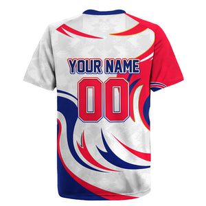 Personalized Haiti Football Champions Rugby Jersey Roaring Lion Soccer Mascot With Haiti Trophy Flag