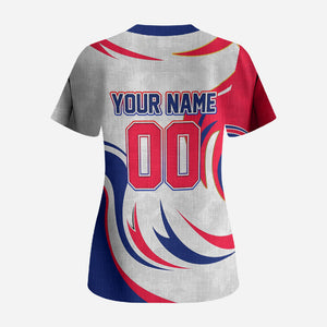 Personalized Haiti Football Champions Scrub Top Roaring Lion Soccer Mascot With Haiti Trophy Flag