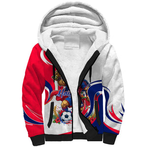 Personalized Haiti Football Champions Sherpa Hoodie Roaring Lion Soccer Mascot With Haiti Trophy Flag