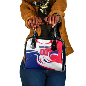 Personalized Haiti Football Champions Shoulder Handbag Roaring Lion Soccer Mascot With Haiti Trophy Flag