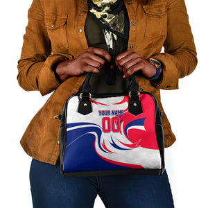 Personalized Haiti Football Champions Shoulder Handbag Roaring Lion Soccer Mascot With Haiti Trophy Flag