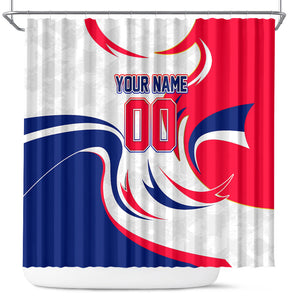 Personalized Haiti Football Champions Shower Curtain Roaring Lion Soccer Mascot With Haiti Trophy Flag