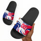 Personalized Haiti Football Champions Slide Sandals Roaring Lion Soccer Mascot With Haiti Trophy Flag