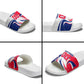 Personalized Haiti Football Champions Slide Sandals Roaring Lion Soccer Mascot With Haiti Trophy Flag