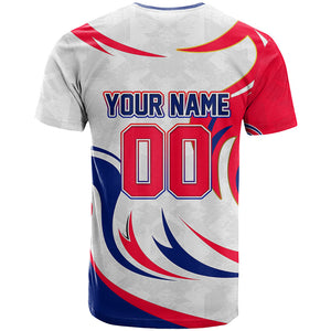 Personalized Haiti Football Champions T shirt Roaring Lion Soccer Mascot With Haiti Trophy Flag
