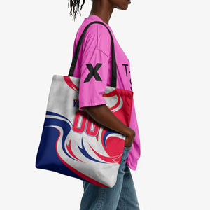 Personalized Haiti Football Champions Tote Bag Roaring Lion Soccer Mascot With Haiti Trophy Flag