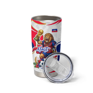 Personalized Haiti Football Champions Tumbler Cup Roaring Lion Soccer Mascot With Haiti Trophy Flag