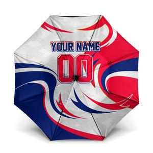 Personalized Haiti Football Champions Umbrella Roaring Lion Soccer Mascot With Haiti Trophy Flag