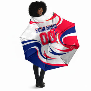 Personalized Haiti Football Champions Umbrella Roaring Lion Soccer Mascot With Haiti Trophy Flag