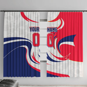 Personalized Haiti Football Champions Window Curtain Roaring Lion Soccer Mascot With Haiti Trophy Flag