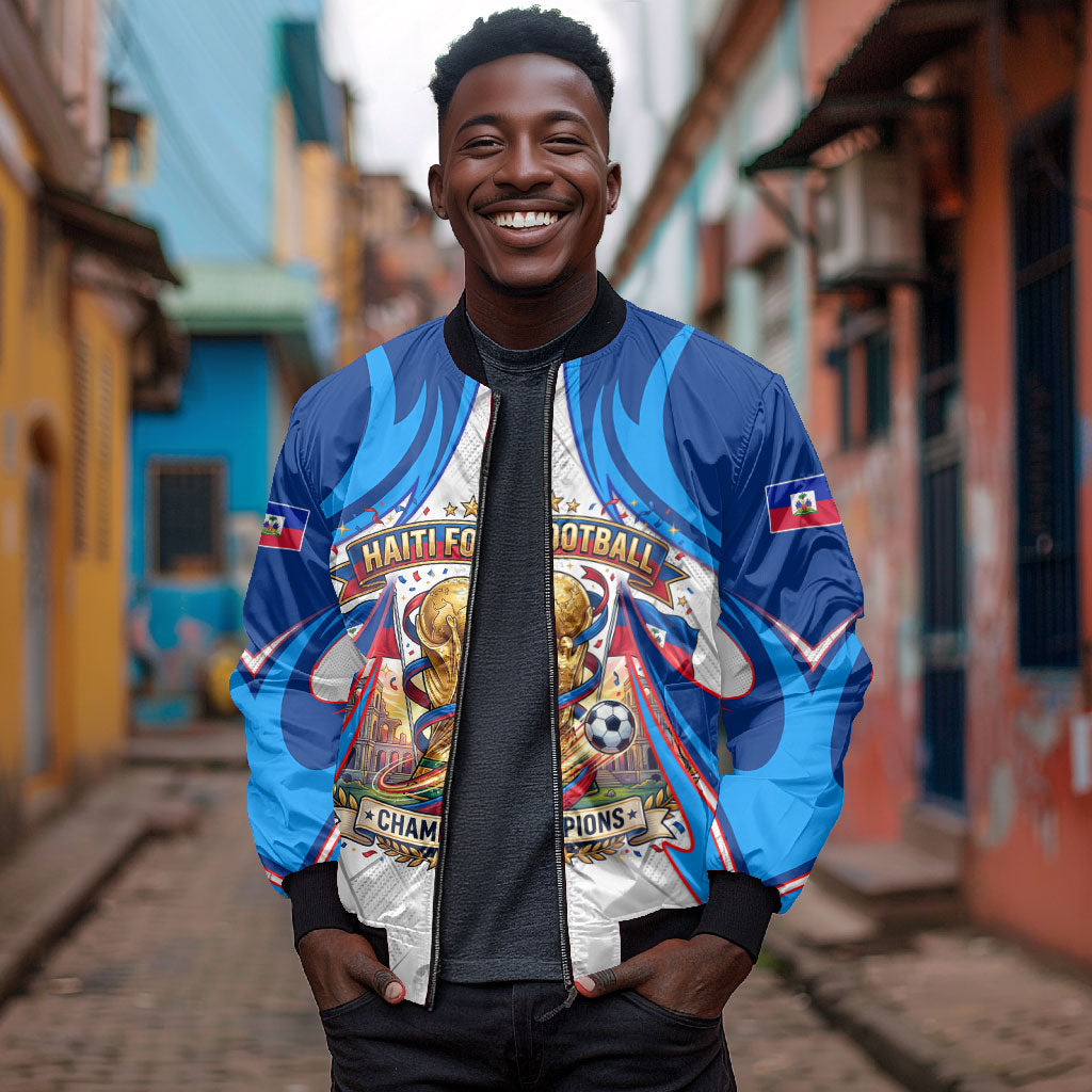 Personalized Haiti Football Champions Bomber Jacket World Soccer Winning Trophy 2026
