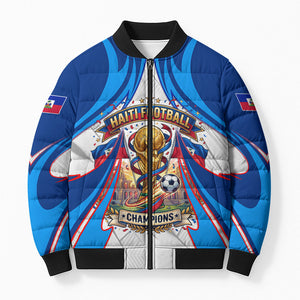 Personalized Haiti Football Champions Bomber Puffer Jacket World Soccer Winning Trophy 2026