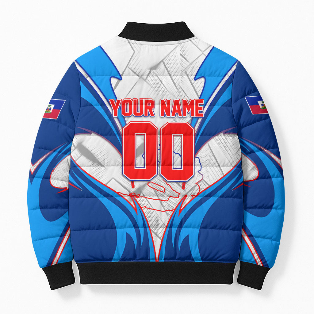 Personalized Haiti Football Champions Bomber Puffer Jacket World Soccer Winning Trophy 2026