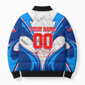 Personalized Haiti Football Champions Bomber Puffer Jacket World Soccer Winning Trophy 2026