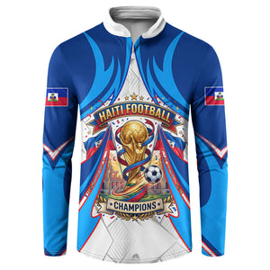 Personalized Haiti Football Champions Button Sweatshirt World Soccer Winning Trophy 2026