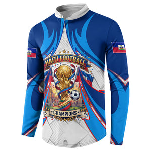 Personalized Haiti Football Champions Button Sweatshirt World Soccer Winning Trophy 2026