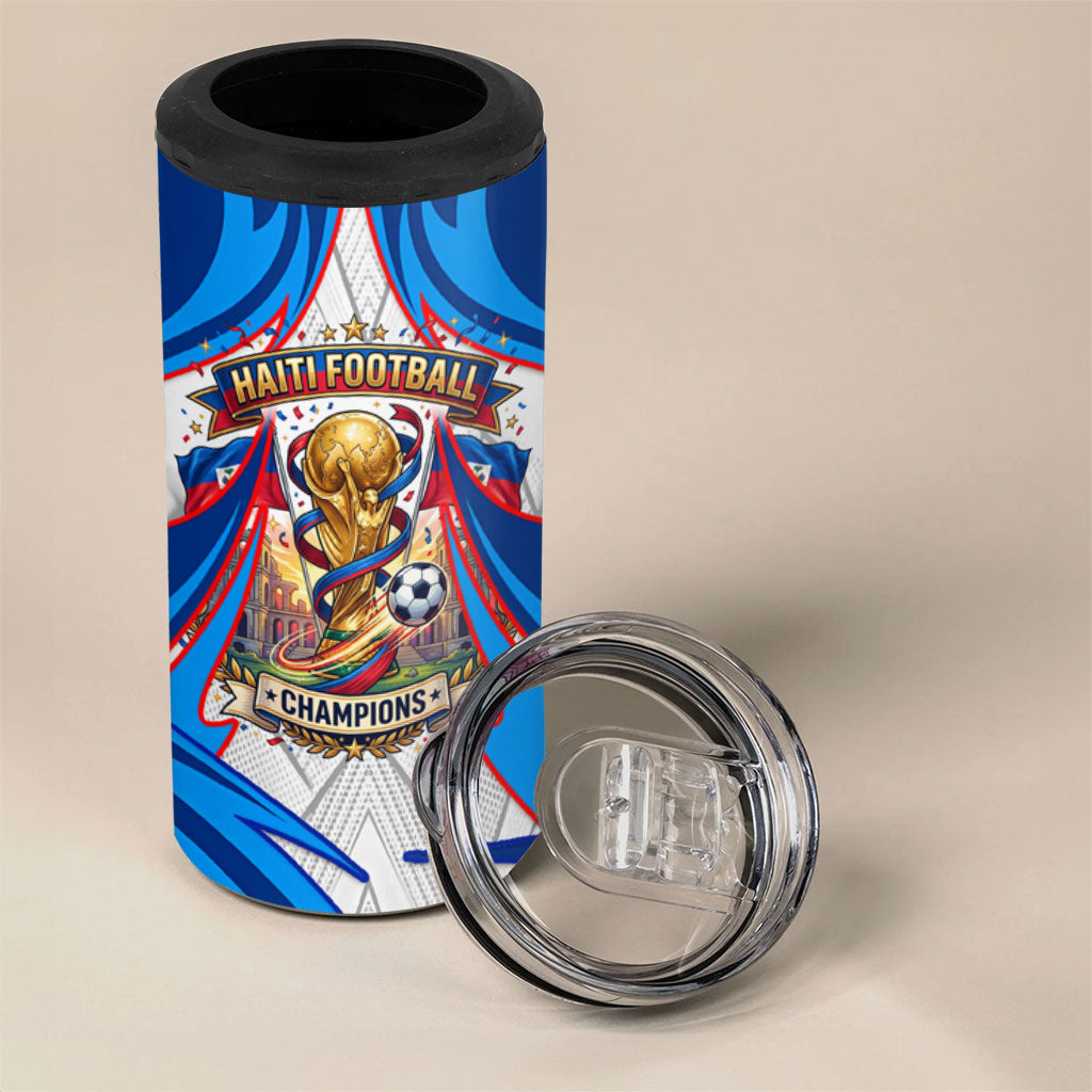 Personalized Haiti Football Champions 4 in 1 Can Cooler Tumbler World Soccer Winning Trophy 2026