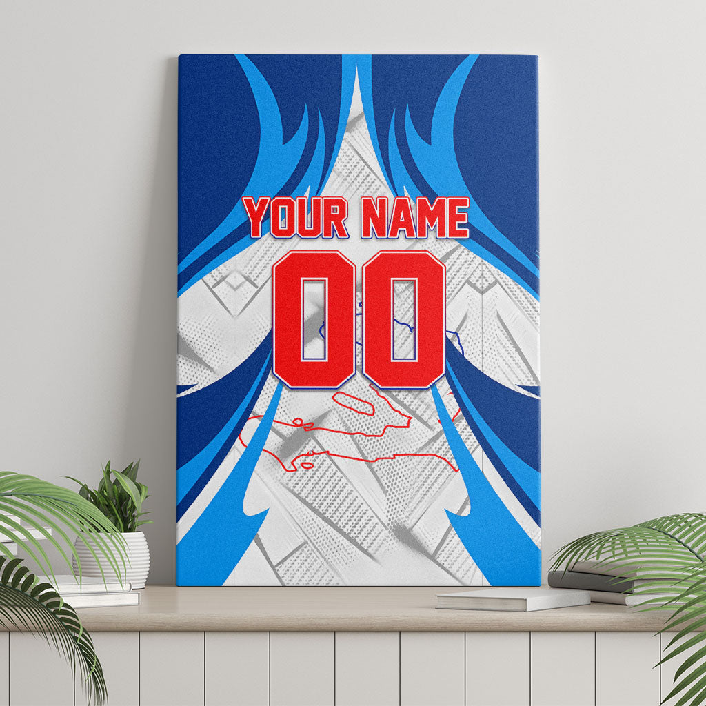 Personalized Haiti Football Champions Canvas Wall Art World Soccer Winning Trophy 2026