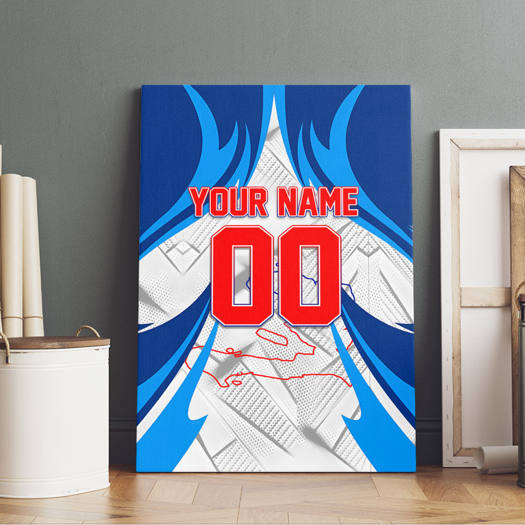 Personalized Haiti Football Champions Canvas Wall Art World Soccer Winning Trophy 2026