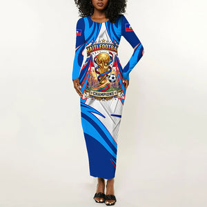 Personalized Haiti Football Champions Long Sleeve Bodycon Dress World Soccer Winning Trophy 2026