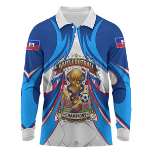 Personalized Haiti Football Champions Long Sleeve Polo Shirt World Soccer Winning Trophy 2026