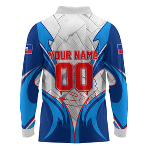 Personalized Haiti Football Champions Long Sleeve Polo Shirt World Soccer Winning Trophy 2026