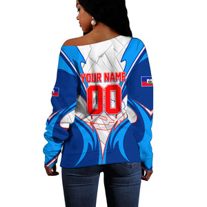 Personalized Haiti Football Champions Off Shoulder Sweater World Soccer Winning Trophy 2026