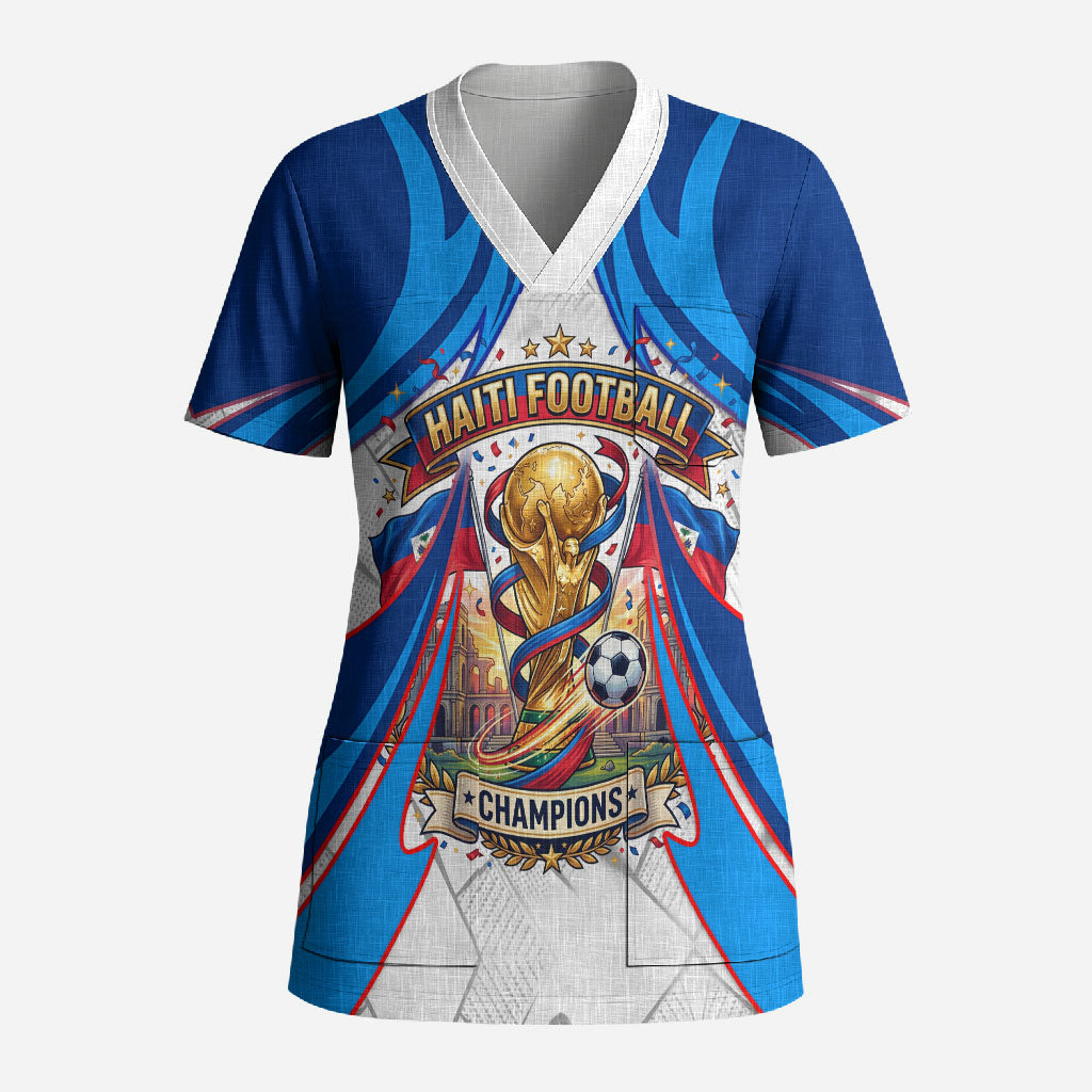 Personalized Haiti Football Champions Scrub Top World Soccer Winning Trophy 2026