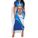 Personalized Haiti Football Champions Short Sleeve Bodycon Dress World Soccer Winning Trophy 2026