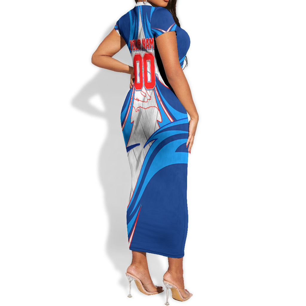 Personalized Haiti Football Champions Short Sleeve Bodycon Dress World Soccer Winning Trophy 2026