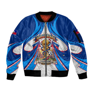 Personalized Haiti Football Champions Sleeve Zip Bomber Jacket World Soccer Winning Trophy 2026