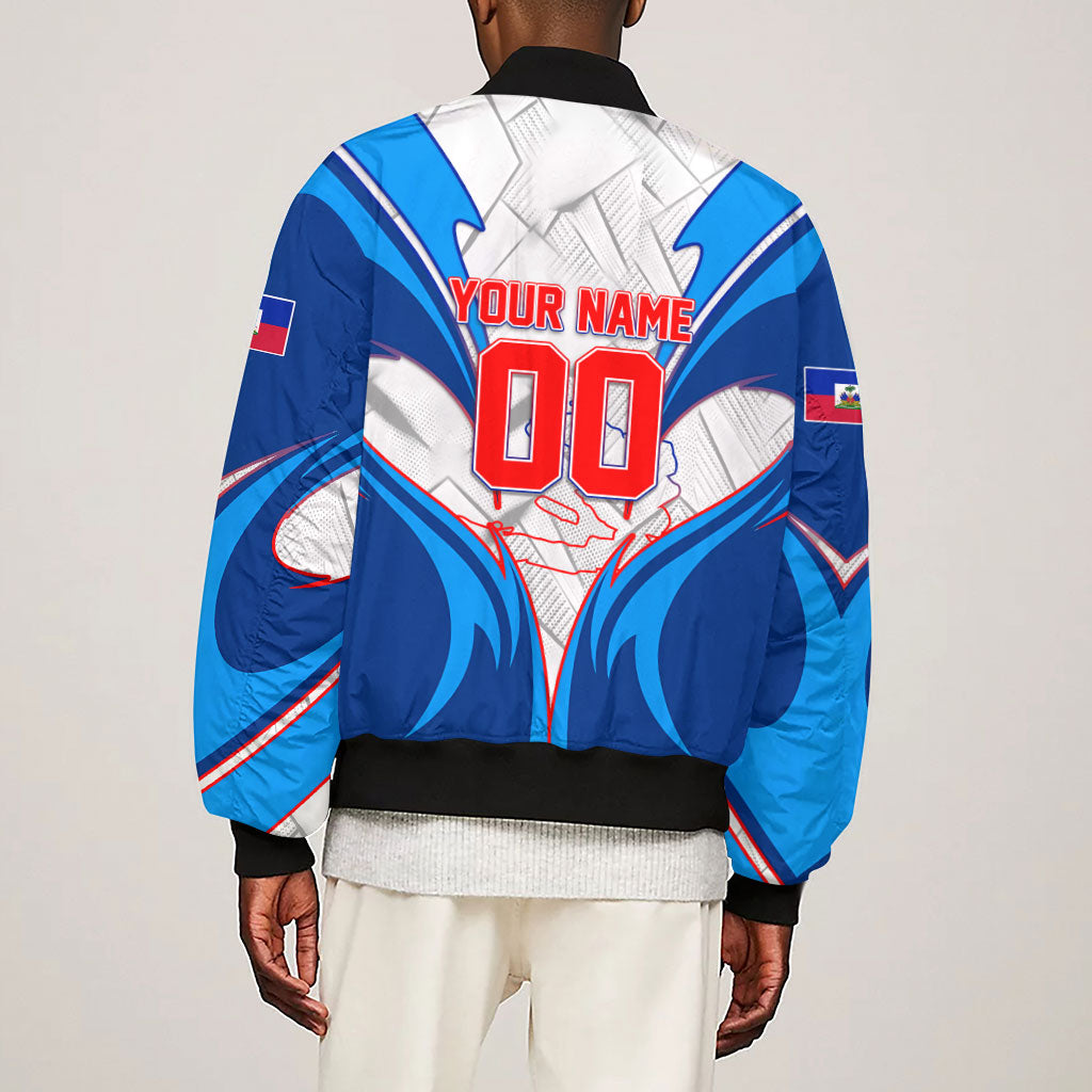 Personalized Haiti Football Champions Sleeve Zip Bomber Jacket World Soccer Winning Trophy 2026