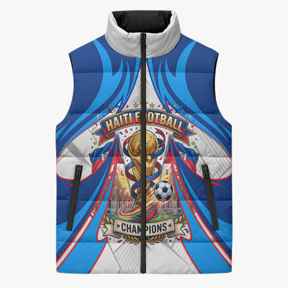 Personalized Haiti Football Champions Sleeveless Puffer Jacket World Soccer Winning Trophy 2026