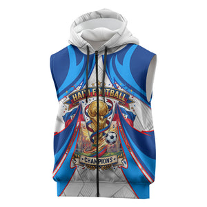 Personalized Haiti Football Champions Sleeveless Zip Hoodie World Soccer Winning Trophy 2026