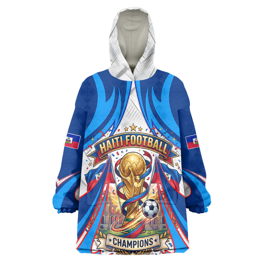 Personalized Haiti Football Champions Wearable Blanket Hoodie World Soccer Winning Trophy 2026