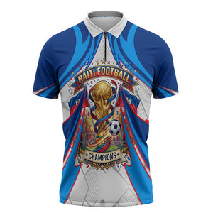 Personalized Haiti Football Champions Zipper Polo Shirt World Soccer Winning Trophy 2026