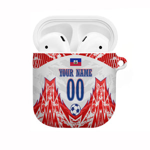 Custom Haiti Football Champions AirPods Case Haitian Soccer Fan - Tanbou Drums Tropical Flowers