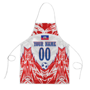 Custom Haiti Football Champions Apron Haitian Soccer Fan - Tanbou Drums Tropical Flowers