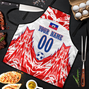 Custom Haiti Football Champions Apron Haitian Soccer Fan - Tanbou Drums Tropical Flowers