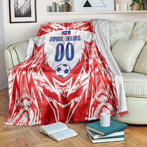 Custom Haiti Football Champions Blanket Haitian Soccer Fan - Tanbou Drums Tropical Flowers