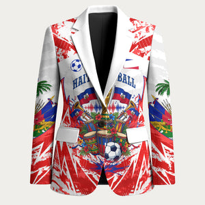 Custom Haiti Football Champions Blazer Haitian Soccer Fan - Tanbou Drums Tropical Flowers
