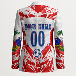 Custom Haiti Football Champions Blazer Haitian Soccer Fan - Tanbou Drums Tropical Flowers