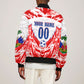 Custom Haiti Football Champions Bomber Jacket Haitian Soccer Fan - Tanbou Drums Tropical Flowers