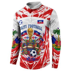 Custom Haiti Football Champions Button Sweatshirt Haitian Soccer Fan - Tanbou Drums Tropical Flowers