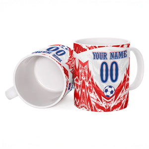 Custom Haiti Football Champions Ceramic Mug Haitian Soccer Fan - Tanbou Drums Tropical Flowers