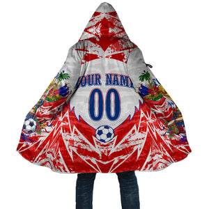 Custom Haiti Football Champions Cloak Haitian Soccer Fan - Tanbou Drums Tropical Flowers