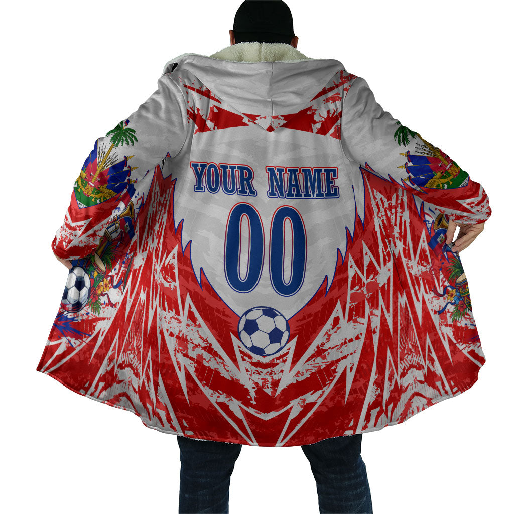 Custom Haiti Football Champions Cloak Haitian Soccer Fan - Tanbou Drums Tropical Flowers